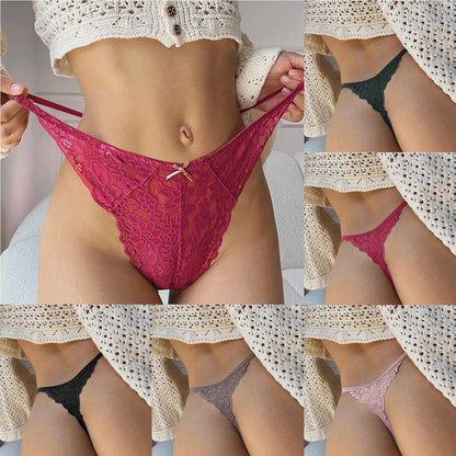 Sexy Lace Panties Womens Hollow Out Transparent Underwear Breathable Soft Floral Embroidery Lingerie Female High Waist G-String