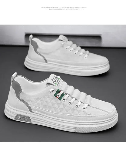 Upgrade your style with Men's Vulcanize Shoes 2025 White Leather Casual /Shoes