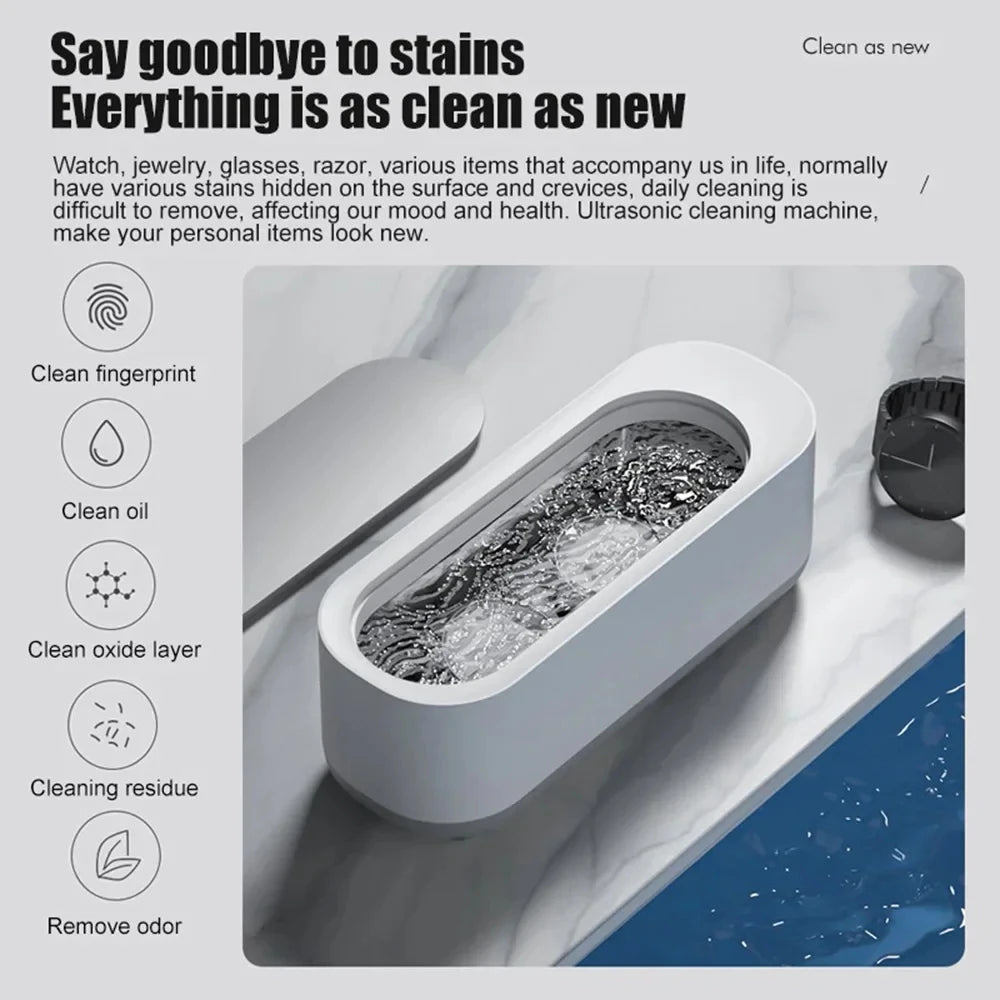 Xiaomi 360 Degree Ultrasonic Cleaner Portable Professional High Frequency Vibration Jewelry Eyeglasses Watches Cleaning Machine