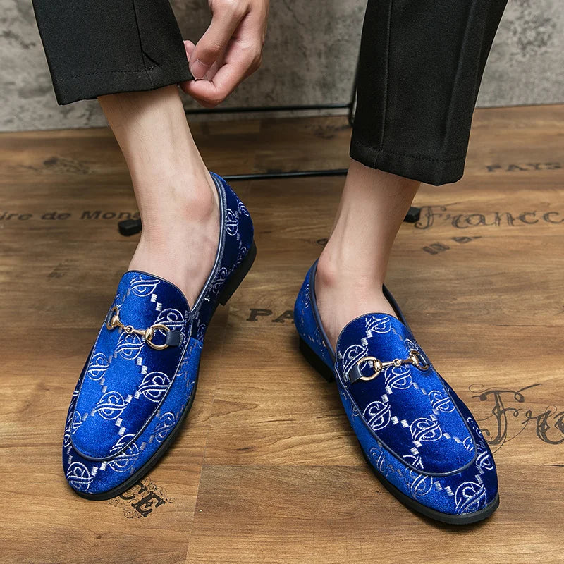 Fashion Blue Men's Luxury Loafers Shoes Big Size Casual Men Suede Leather Shoes Designer Wedding Dress Shoes Men Flats Moccasins