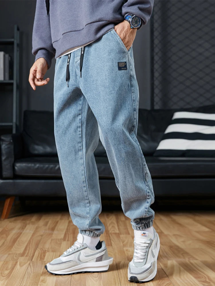 Big Size Men's Jogger Jeans 6XL 7XL 8XL Streetwear Black Blue Casual Denim Cargo Pants Stretch Cotton Taper Jeans Baggy Trousers