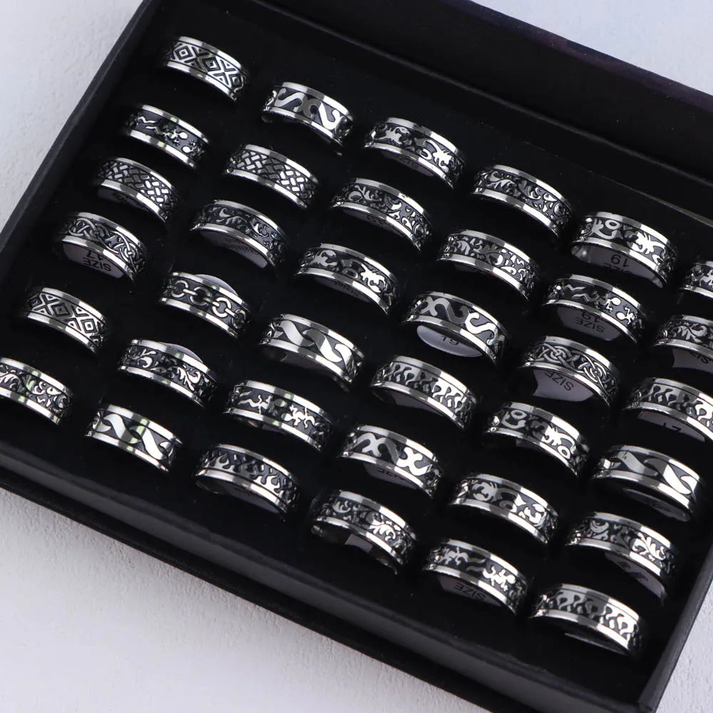 10pcs/lot Wholesale Fashion Simple Stainless Steel Ring For Men Women Beautiful Trendy Punk Jewelry Vintage Birthday Party Gifts