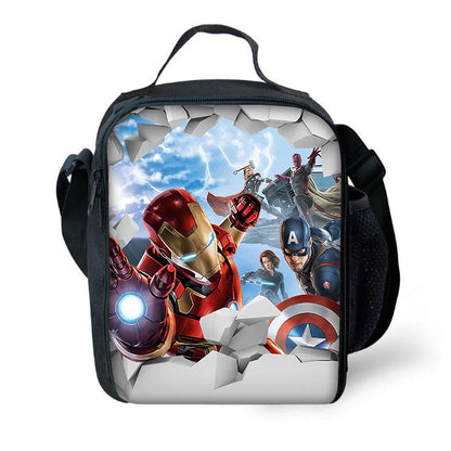 Cartoon Man M-Marvels Iron 3 pcs set Child School Backpack with Lunch Bags ,Pencil Bags School Bags for Boys Girls Best Gift