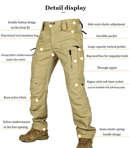 Military Tactical Pants Men's Cargo Trousers Casual Outdoor Waterproof Pants Multi-pocket Wear-resistant Breathable Workwear