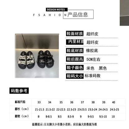 Women Slippers Platform Metal Decoration Sandals Wedges Shoes Outdoor Clogs Thick Sole Slipper Ladies Flip Flops Garden Shoes