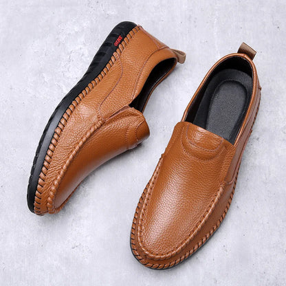 Breathable Genuine Leather Men Shoes Summer Slip On Loafers Men Casual Leather Shoes Blue Flats Hot Sale Driving Shoes Moccasins