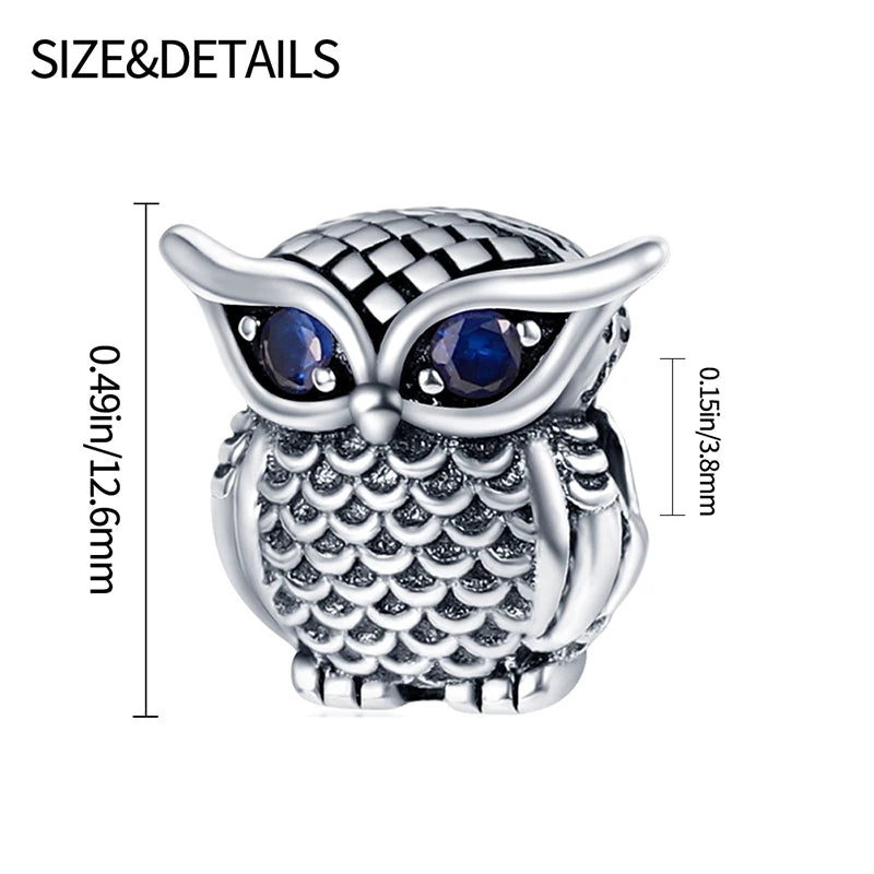 925 Silver Animal Series Hedgehog Owl Chameleon Charm Beads Fit Pandora Bracelets DIY Anniversary Party Birthday Gifts Jewelry