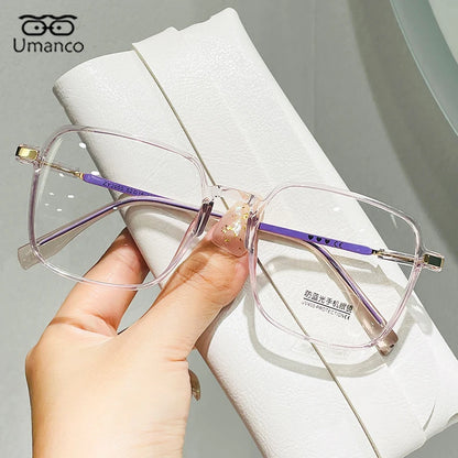 +0.5 +1.0 +1.5 +2.0 +2.5 Oversized Square Reading Glasses for Women Men Anti Blue Light Lenses TR Frame Presbyopia Eyewear