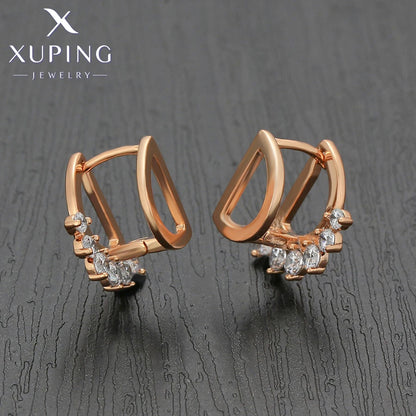 Xuping Jewelry New Arrival Round Promotion Gold Color Huggies Earrings for Women Girl Party Gift S00075729