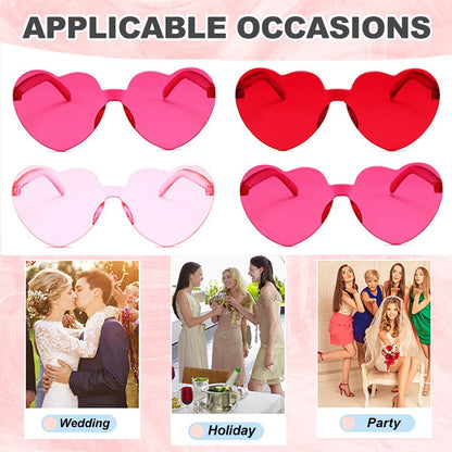 Heart Shaped Sunglasses  for  Women pink frameless Heart Glasses adults for wedding Bachelorette Party Favor Valentines Gifts