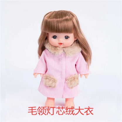 Doll Clothes for 25cm Mellchan Dolls Accessories Outfits Fit 1/6 BJD Doll Lovely Set Baby Doll Dress Headwear Christmas Gift