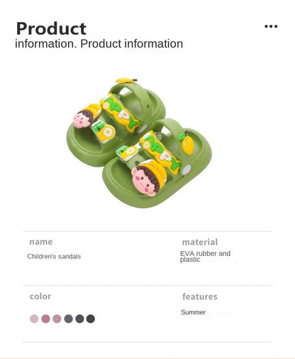 Cute Cartoon Baby Slippers for Girls, 2024 New Summer Anti-Slip Toddler Beach Shoes