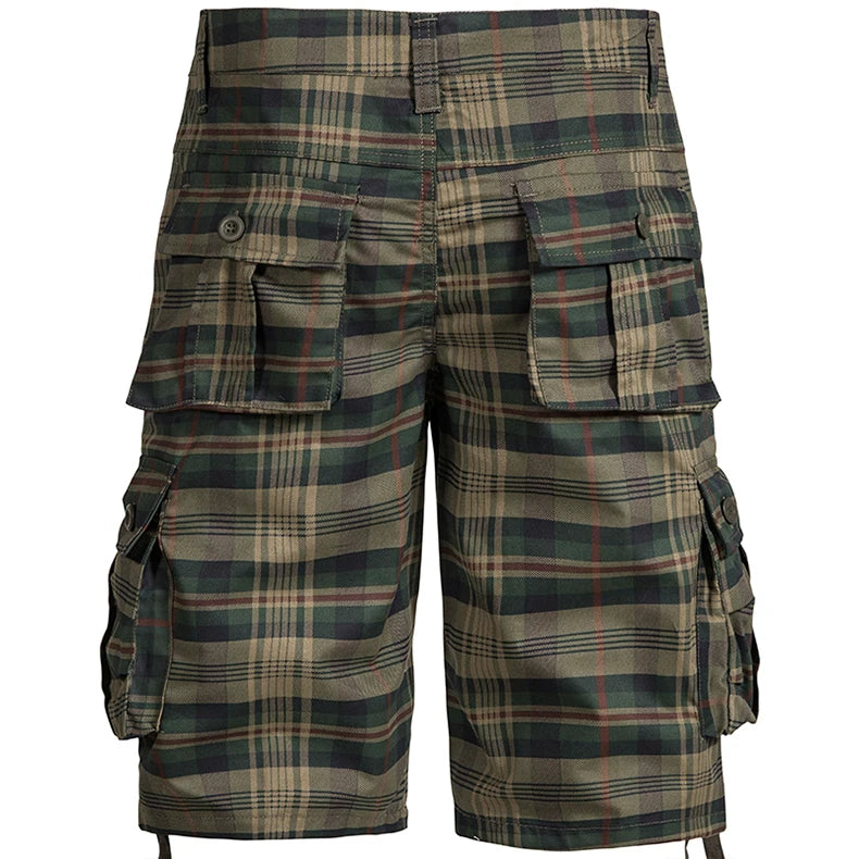 Men's Medium Pants Summer Cotton Comfortable Outdoor Sports Beach Pants Trend Plaid Shorts Loose Straight Large Size Cargo Pants