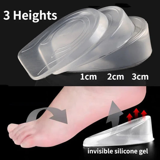 2PCS Invisible Silicone Height Increase Insoles Gel Heel Lifting Inserts Transparent Foot Care Protector Elastic Shoe Insert 3CM