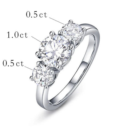 IOGOU 2CT 4CT D Color Moissanite Engagement Ring for Women Original 925 Sterling Silver 3 Stone Wedding Promise Band GRA Jewelry