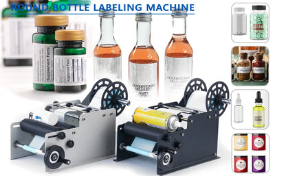 SUMEVE Manual Labeling Machine Bottle Adjustable Semi-Automatic Sticker Machine For Business Glass Metal Bottle MT30