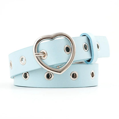 Fashion Women PU Leather Belt Heart Female Cute Black Harajuku Belt Ladies Pants Party Dress Heart Belts For Jeans