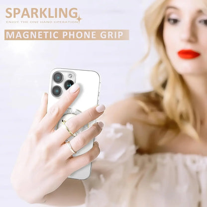 Magsafe Strong Magnetic Metal 360° Rotating Glitter Diamond Phone Finger Ring Holder Stand for iPhone 14 15 Samsung Universal