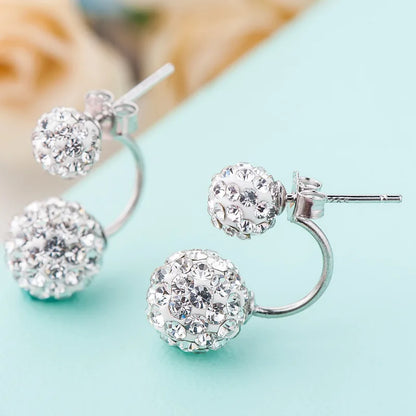 925 Sterling Silver New Shambhala Jewelry Crsytal Ball U Stud Earrings For Women Fashion XY0235