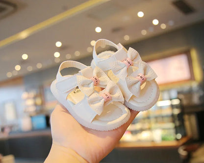 Summer Korean Style Baby Sandals Kawaii Bowtie Girls Toddler Shoes Soft Sole Antislip Infant Baby 1 Year Shoes First Walkers