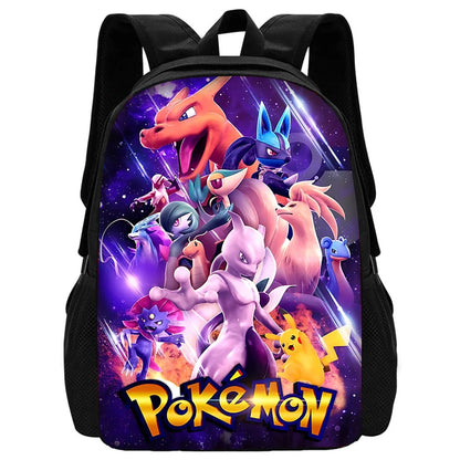 3 pcs set Cute Anime Pikachus Gengars Child School Backpack with Lunch Bags ,Pencil Bags ,School Bags for Boys Girls Best Gift