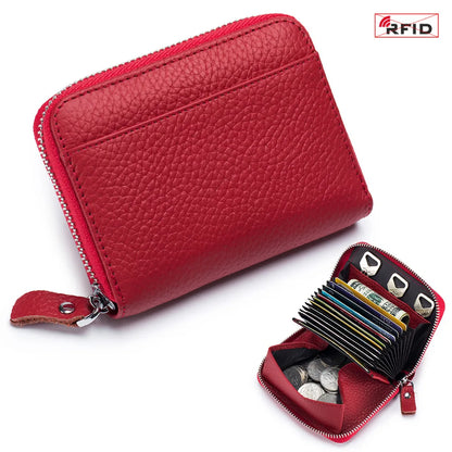 Genuine Leather Short Wallet RFID ID Bank Credit Organ Card Holder Cowhide Mini Coin Purse Bag Clutch Key Pouch For Men Women