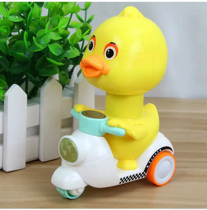 Cute Little Yellow Duck Car Inertia Squeeze Drive Funny Cars Baby Clockwork Boy Girl Toys Children's Toy 360 Degree Rotating