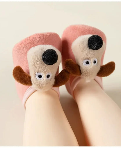 Thickened Cute Puppy Baby Floor Socks Anti Slip Soft Soles Cartoon Early Education Baby Shoes Baby Walking Shoes, Sock Covers