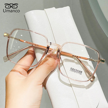 +0.5 +1.0 +1.5 +2.0 +2.5 Oversized Square Reading Glasses for Women Men Anti Blue Light Lenses TR Frame Presbyopia Eyewear