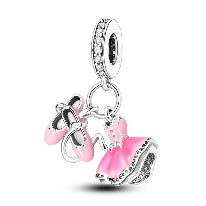 2025 925 Sterling Silver Charms Beads Love Heart Pink Original Charm Pendant Fit Charm Bracelets DIY Jewelry Birthday Gift Women