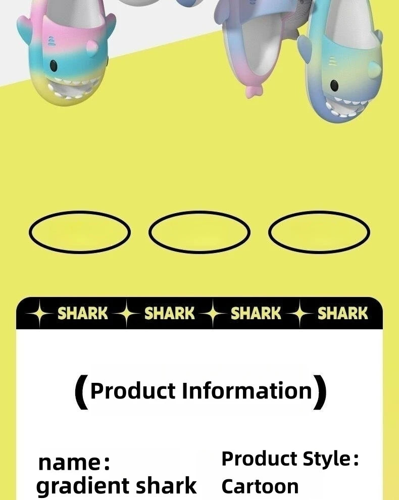 Gradient Color Shark Slippers Summer Kids Cute Sandals Women Men EVA Non-slip Thick Slides Girls Boys Beach Shoes Home Flip Flop