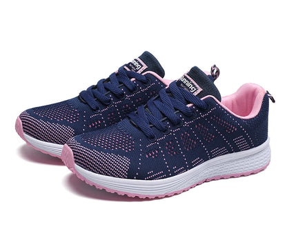 New Sneakers For Women Breathable Fashion Trainers Plus Size Women Sneakers Mesh Fabric Lace Up Women Shoes Female Footwear