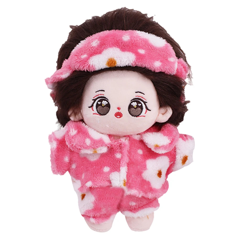 Doll Clothes For 20Cm Idol Dolls Lovely Plush Pajamas With Eye Mask Dress Stuffed Cotton Doll Toy Star EXO Clothing Accessories