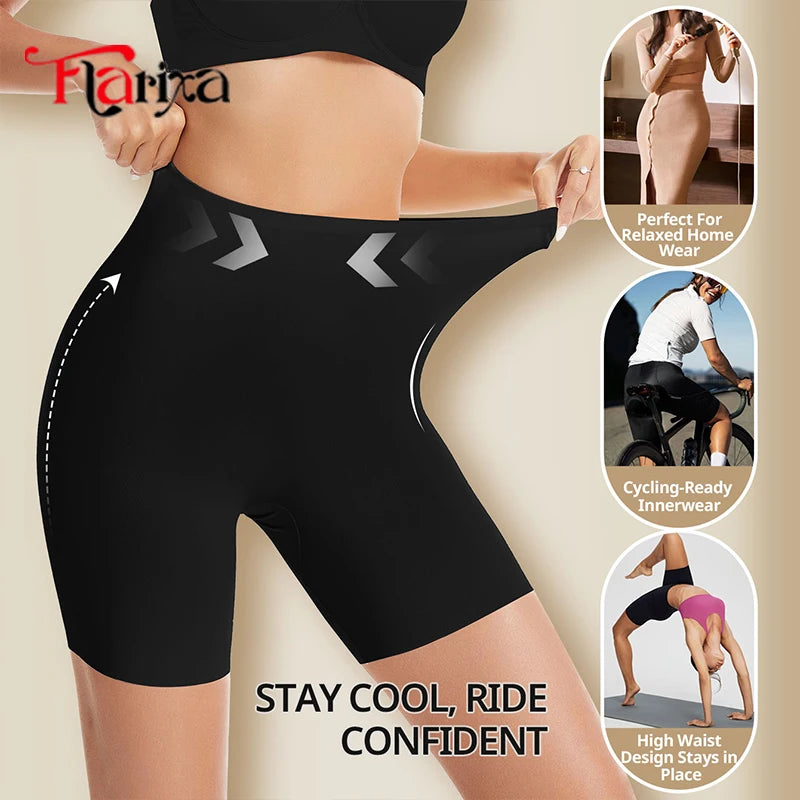 Flarixa High Waist Safety Shorts Panties Under Skirt Boxers for Women Anti Chafing Thighs Shorts Comfortable Yoga Leggings Pants