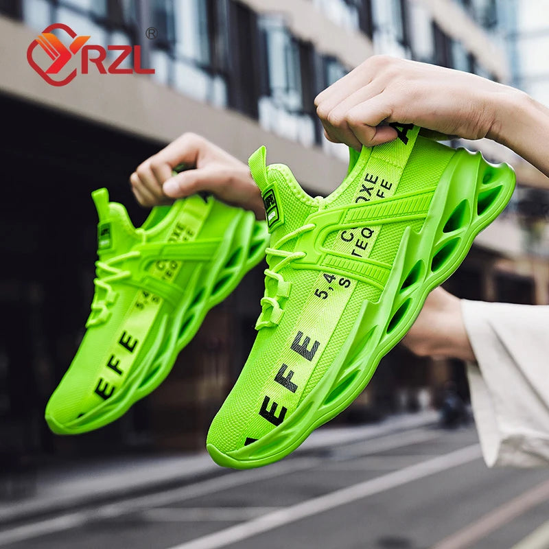 YRZL Men Shoes Breathable Fashion Mesh Running Shoes Man High Quality Comfortable Light Tennis Baskets Athletic Sneakers for Men