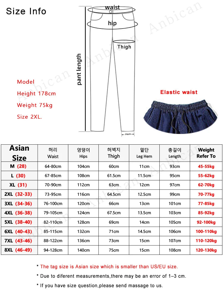 Plus Size Jeans Men Loose Joggers Streetwear Harem Jeans Cargo Pants Ankle-Length Denim Trousers