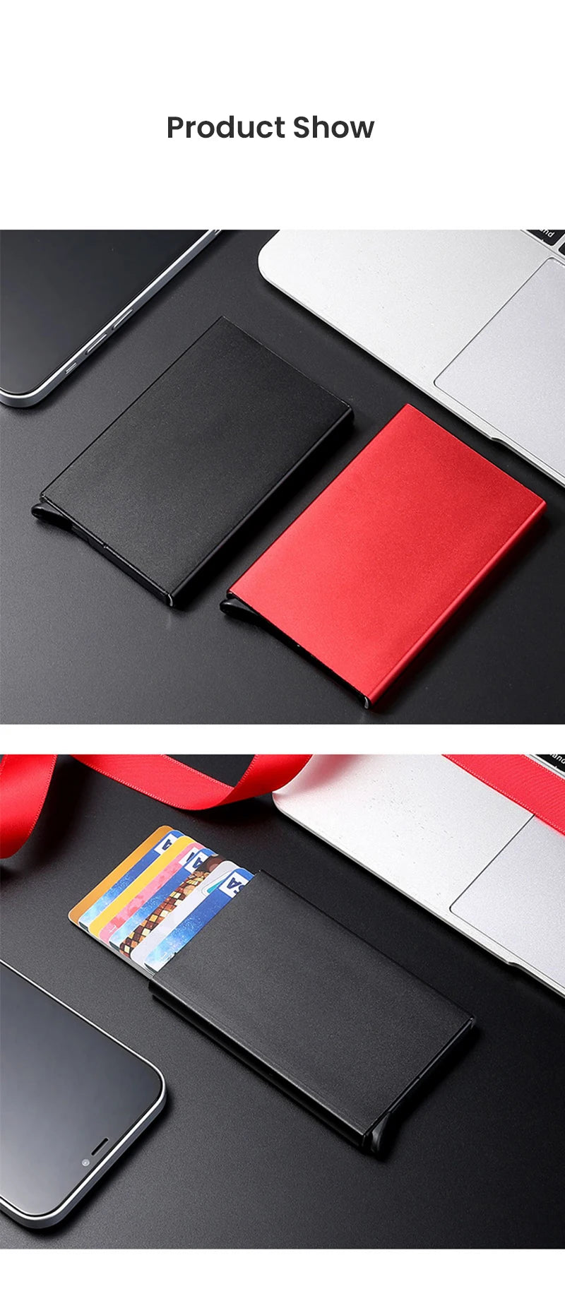 RFID Blocking Slim Pop-Up Wallet - Minimalist Credit Card Holder for Men & Women, Mini Metal Case