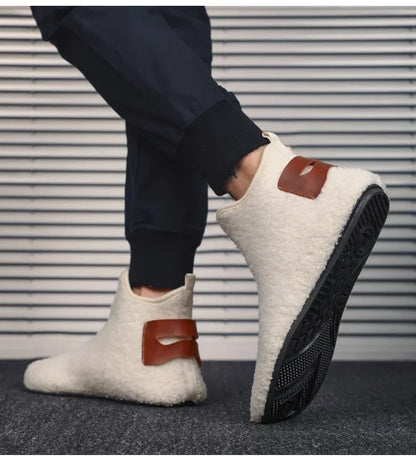 YRZL Winter Cotton Shoes Men High Top Warm Slip on Lightweight Slippers Men Plush Indoor Cotton Boots Men Winter Warm Shoes