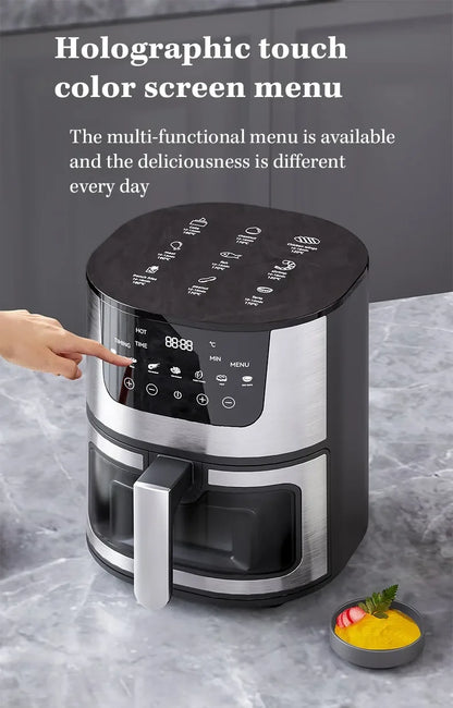 7L Electric Air Fryer Smart Multi-function Hot Convection Oven Deep Fryer Without Oil LED Touch Control 1400W Visible Window