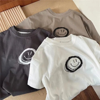 Children Simple TShirt Solid Color Versatile Short Sleeve Tops For Boys And Girls Summer New Baby Thin Cotton Bottoming Shirt