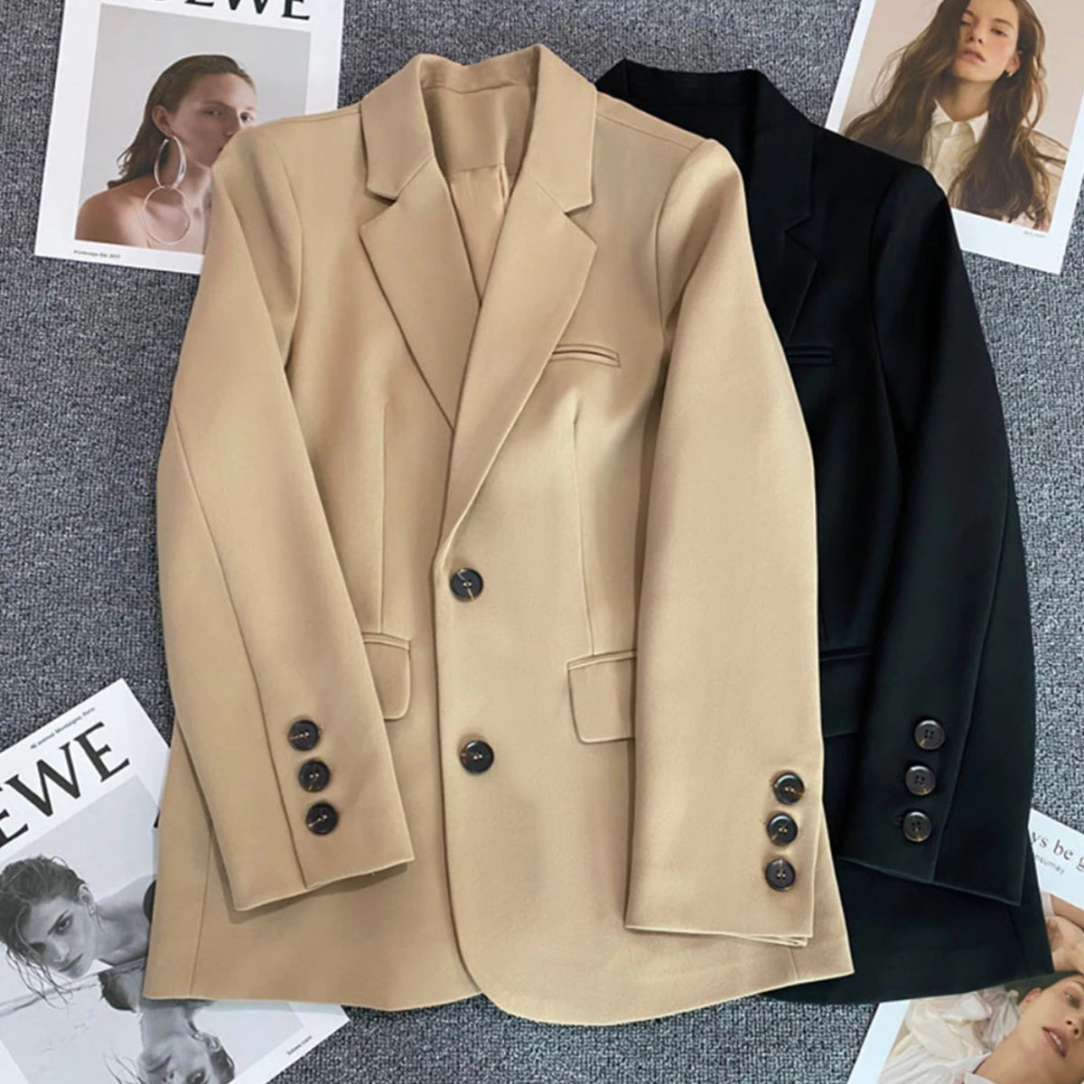 Women Jacket New in Korean Fashion Small Suit Top Brown Suit Coat Clothes Loose Straight Temperament Slim Blazer for Women Chic