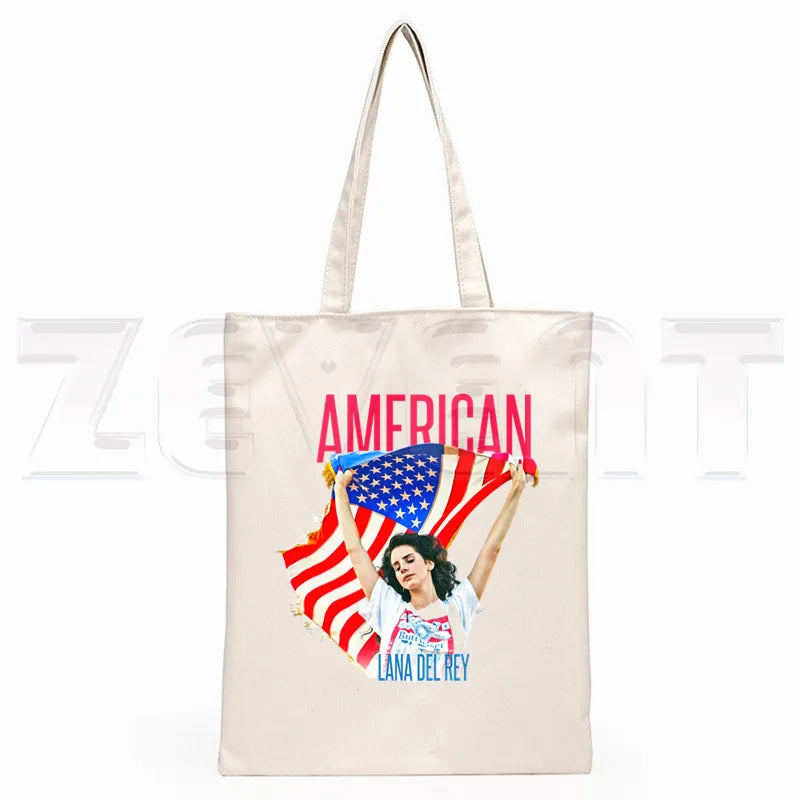 Lana Del Rey LOGO Printed Graphic Hipster Cartoon Print Shopping Bags Girls Fashion Casual Pacakge Hand Bag