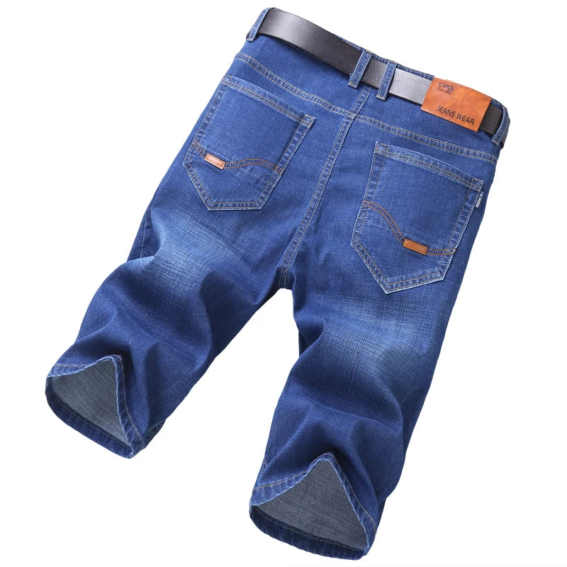 2024 Summer Men'S Thin Slim-Fit Denim Shorts Business Casual Fashion All-Match Stretch Loose Cropped Trousers Male Brand Jeans