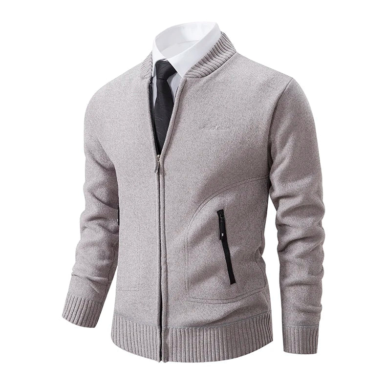 2023 Knitwear Spring and Autumn Men's Stand-up Collar Thick Warm Cardigan Sweater Winter Loose Casual Coat