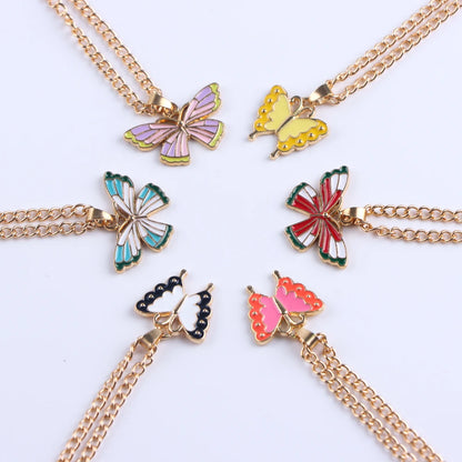 20Pcs/Lot Korean New Butterfly Pendant Necklace for Women Gilrs Cute Lovely Neck Jewelry Accessories Birthday Gifts