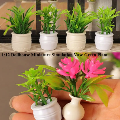 8 Styles Dollhouse Miniature New 1:12 Green Plant Finished Flower Miniature Dollhouse Decorations