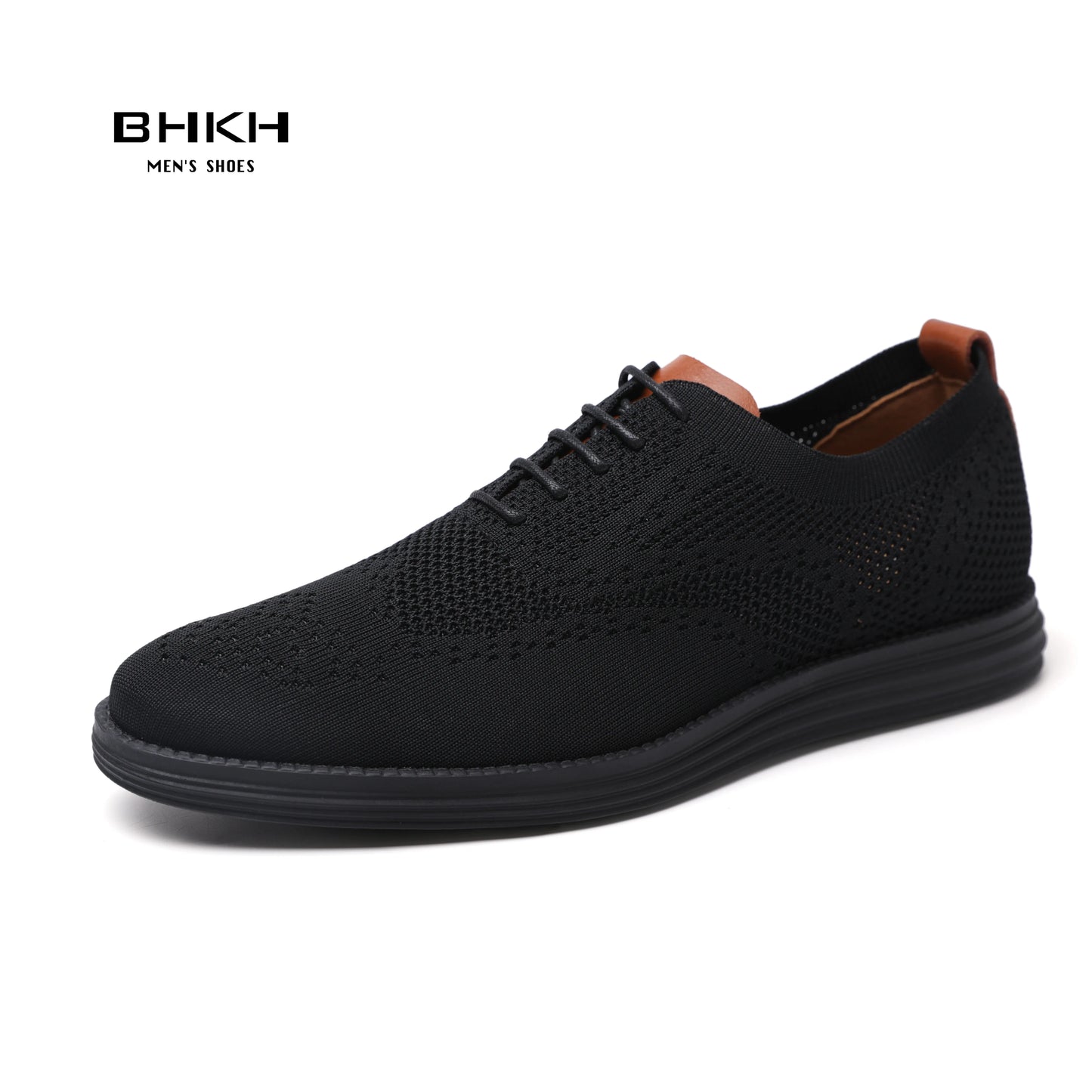 BHKH 2024 Breathable Knitted Mesh Casual Shoes Lightweight Smart Casual Shoes Office Work Footwear Men Shoes