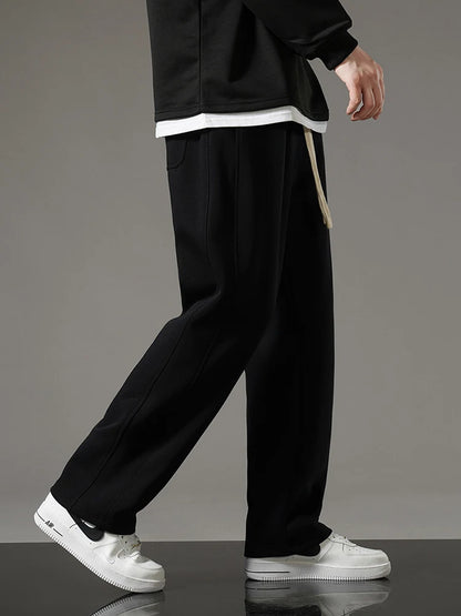 Spring Autumn Men Sweatpants Korean Fashion Sportswear Drawstring Wide Leg Straight Track Pants Cotton Casual Loose Trousers