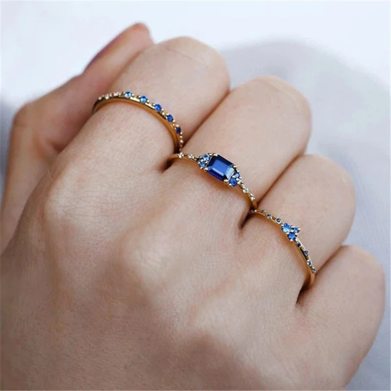 Aide 925 Sterling Silver Fresh Mint Green Zircon Rings For Women Minimalist Crystal Thin Slim Stackable Finger Rings Jewelry