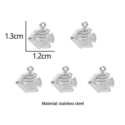 5pcs/Lot Stainless Steel Gold Color Marine Animals Dolphin Shell Starfish Elephant Moon Star Charm Pendant For Jewelry Making